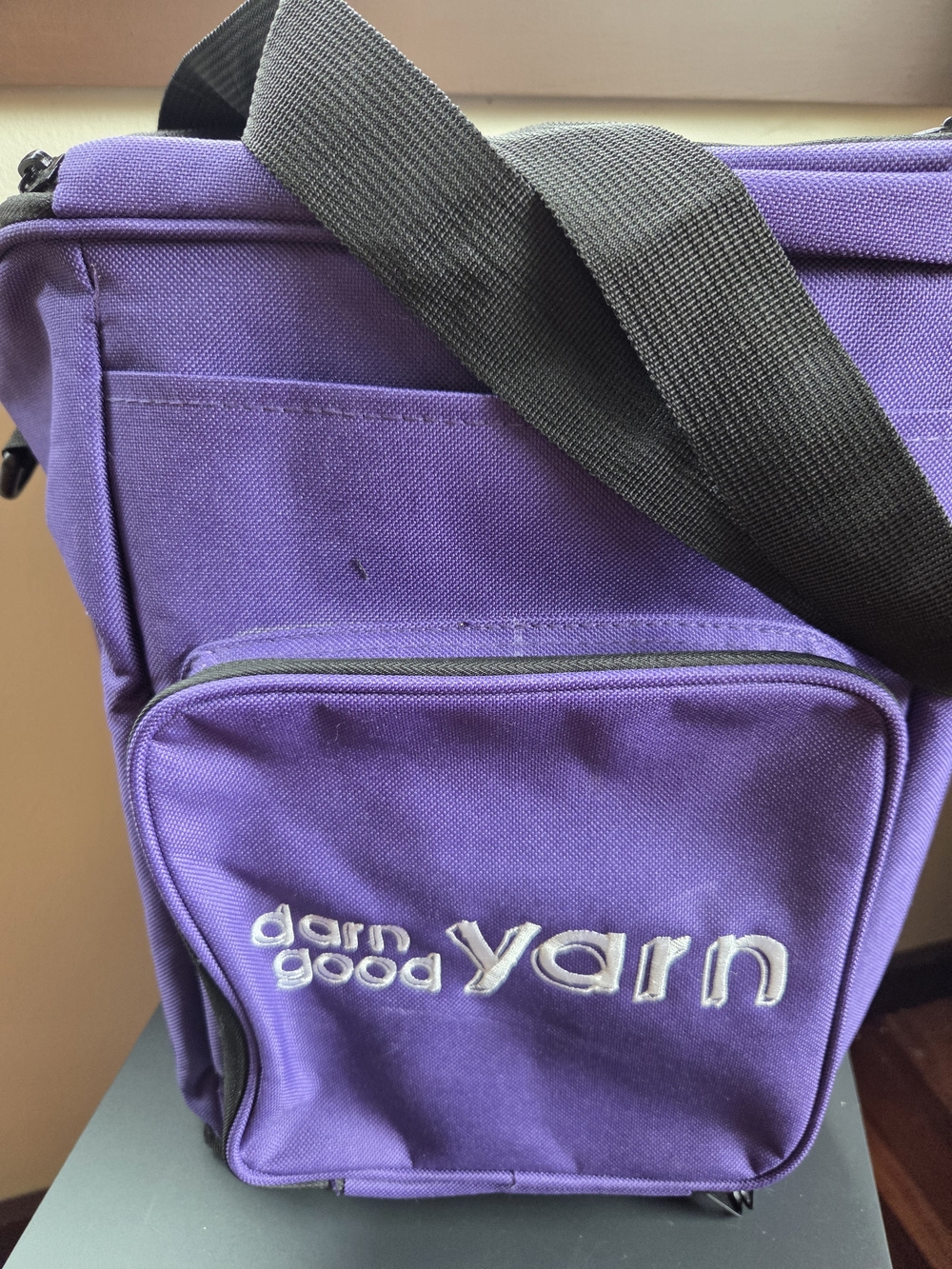 Darn Good Yarn Purple Project Bag with Black Strap